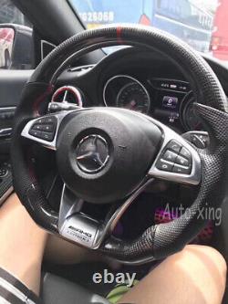 Custom Carbon Fiber Flat Steering Wheel for Mercedes-Benz AMG W205 S63 C63 SL