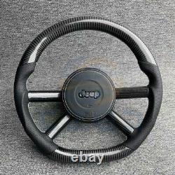 Custom Carbon Fiber Napa Leather Steering Wheel For Jeep Wrangler 2008-2011