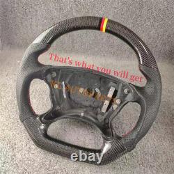 Custom Carbon Fiber Perforated Leather Steering Wheel For Mercedes-Benz E320 E55