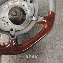 Custom Walnut Wood Leather Steering Wheel For Mercedes-Benz E300 E350 E400 E500