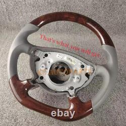 Custom Walnut Wood Leather Steering Wheel For Mercedes-Benz E300 E350 E400 E500