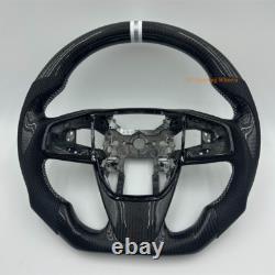 Customized Black Carbon Fiber White stitch Steering Wheel for 2019 Honda CRV