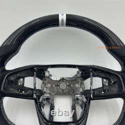 Customized Black Carbon Fiber White stitch Steering Wheel for 2019 Honda CRV