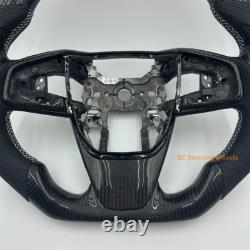 Customized Black Carbon Fiber White stitch Steering Wheel for 2019 Honda CRV