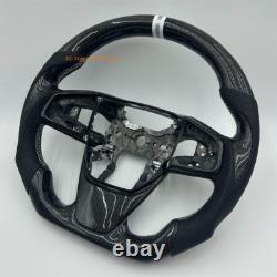 Customized Black Carbon Fiber White stitch Steering Wheel for 2019 Honda CRV
