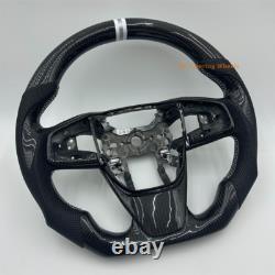 Customized Black Carbon Fiber White stitch Steering Wheel for 2019 Honda CRV