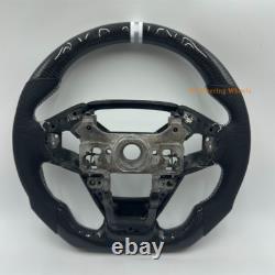 Customized Black Carbon Fiber White stitch Steering Wheel for 2019 Honda CRV