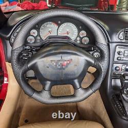 Customized Real CARBON FIBER Leather Steering Wheel Fit Corvette C5 Z06 97-04