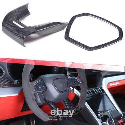 Dry Carbon Fiber Steering Wheel Logo Cover Trim Set For Lamborghini Urus 18-25