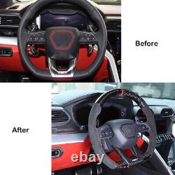 Dry Carbon Fiber Steering Wheel Logo Cover Trim Set For Lamborghini Urus 18-25