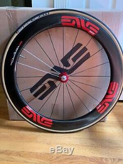 ENVE CARBON FIBER CLINCHER RACE WHEELS WithSES 6.7 Red Chris King Hubs RIM BRAKE