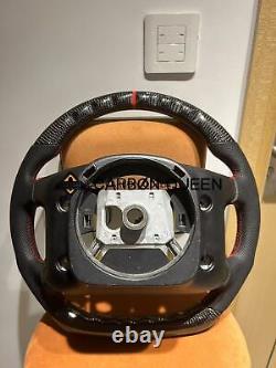 FORGED CARBON FIBER Steering Wheel FOR FORD F150 F250 XLT 92-96 WHITE RING