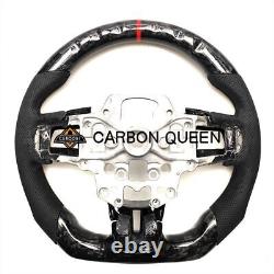 FORGED CARBON FIBER Steering Wheel FOR FORD MUSTANG GT RED STRIPE 2015-22 years