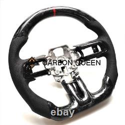 FORGED CARBON FIBER Steering Wheel FOR FORD MUSTANG GT RED STRIPE 2015-22 years
