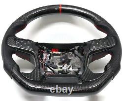 Fits14-18 GM SIERRA denali Carbon Fiber Leather Flat Bottom Steering Wheel