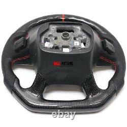 Fits14-18 GM SIERRA denali Carbon Fiber Leather Flat Bottom Steering Wheel