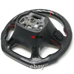 Fits14-18 GM SIERRA denali Carbon Fiber Leather Flat Bottom Steering Wheel