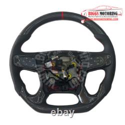Fits 14-18 GMC Sierra Denali Carbon Fiber Leather Flat Bottom Steering Wheel