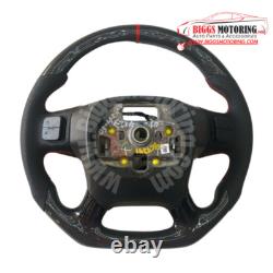 Fits 14-18 GMC Sierra Denali Carbon Fiber Leather Flat Bottom Steering Wheel