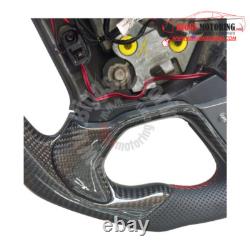 Fits 14-18 GMC Sierra Denali Carbon Fiber Leather Flat Bottom Steering Wheel