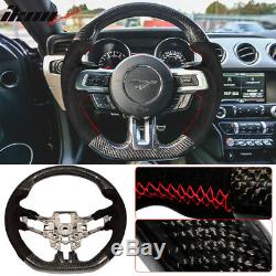 Fits 15-17 Mustang V1 Steering Wheel Carbon Fiber with Alcantara Red Stitching