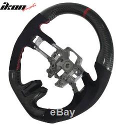 Fits 15-17 Mustang V3 Style Steering Wheel Carbon Fiber with Alcantara Red Ring
