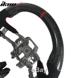 Fits 15-17 Mustang V3 Style Steering Wheel Carbon Fiber with Alcantara Red Ring
