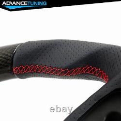 Fits 16-21 Honda Civic Gen 10th Steering Wheel Carbon Fiber + Leather Red Stitch