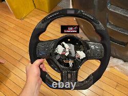 Fits Mitsubishi Evo X Carbon Fiber Steering Wheel oem led rpm black alcantara