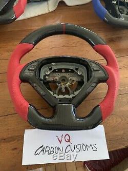 Fits g37 steering wheel Custom Made Carbon Fiber With Red Leather