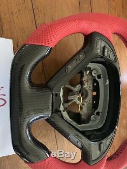 Fits g37 steering wheel Custom Made Carbon Fiber With Red Leather