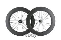Fixed Gear 700C Track Bike Carbon Wheels 88mm Carbon Wheelset Clincher 17 Teeth