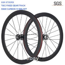 Fixed Gear bike Carbon Wheels 50mm Clincher Front +Rear Track Bike Wheelset