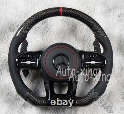 Flat AMG Carbon Fiber Steering Wheel For Mercedes-Benz AMG A C E G S Old to New