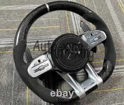 Flat AMG Carbon Fiber Steering Wheel For Mercedes-Benz AMG A C E G S Old to New