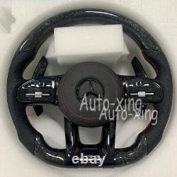 Flat AMG Carbon Fiber Steering Wheel For Mercedes-Benz AMG A C E G S Old to New