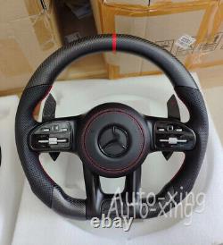 Flat AMG Carbon Fiber Steering Wheel For Mercedes-Benz AMG A C E G S Old to New