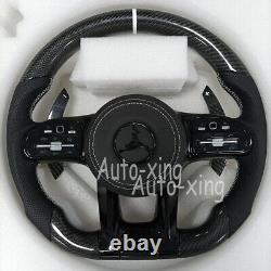 Flat AMG Carbon Fiber Steering Wheel For Mercedes-Benz AMG A C E G S Old to New