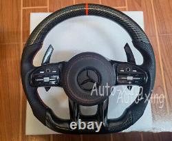 Flat AMG Carbon Fiber Steering Wheel For Mercedes-Benz AMG A C E G S Old to New