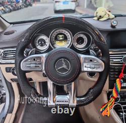 Flat AMG Carbon Fiber Steering Wheel For Mercedes-Benz AMG A C E G S Old to New