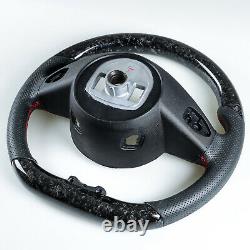 Flat Bottom Steering Wheel Forged Carbon Fiber Leather For Mercedes Benz W205