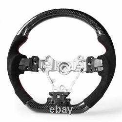 Flat Steering Wheel Carbon Genuine Suede Fits For Subaru Impreza Forester Legacy
