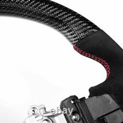 Flat Steering Wheel Carbon Genuine Suede Fits For Subaru Impreza Forester Legacy
