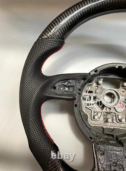 For Audi A4 A5 A6 A7 A8 S1 S3 S5 S6 S7 RS6 RS7 Carbon Fiber Flat Steering Wheel