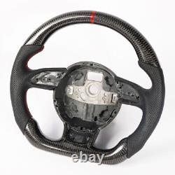 For Audi B8.5 2013+ S3 S4 S5 S6 S7 S8 Carbon Fiber Flat Sports Steering Wheel