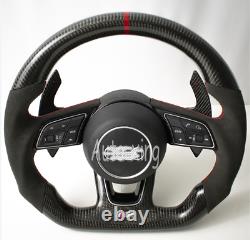 For Audi S3 S4 S5 S6 S7 B9 RS3 RS4 RS5 RS6 RS7 Carbon Fiber Flat Steering Wheel
