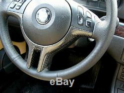 For BMW E46 E39 E53 X5 3 5 Series Carbon Fiber CF Steering Wheel Trim Cover