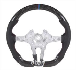 For BMW M1 M2 M3 M4 F80 F82 F30 Carbon Fiber Flat Perforated Led Steering Wheel