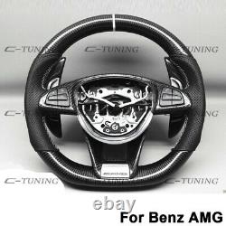 For Benz Amg A45 C63 E63 Cla45 Cls63 Real Carbon Fiber Steering Wheel Trim Cover