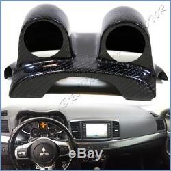 For EVO X Mitsubishi Lancer 2008-13 Steering Wheel Dual Gauges Pod Carbon Fiber